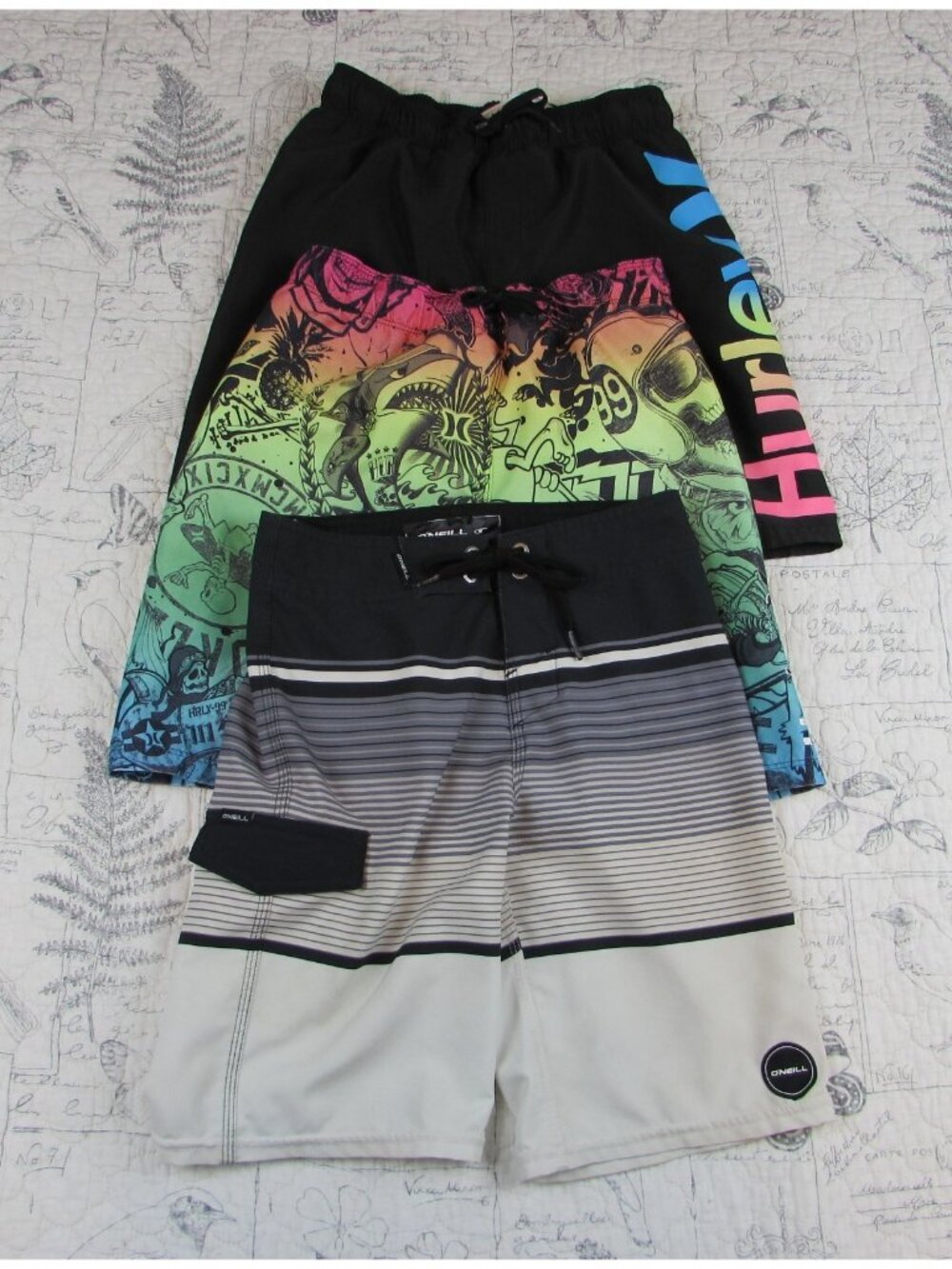 Lot of 3 Boy Swim Trunks suits Hurley O'neill size Small s